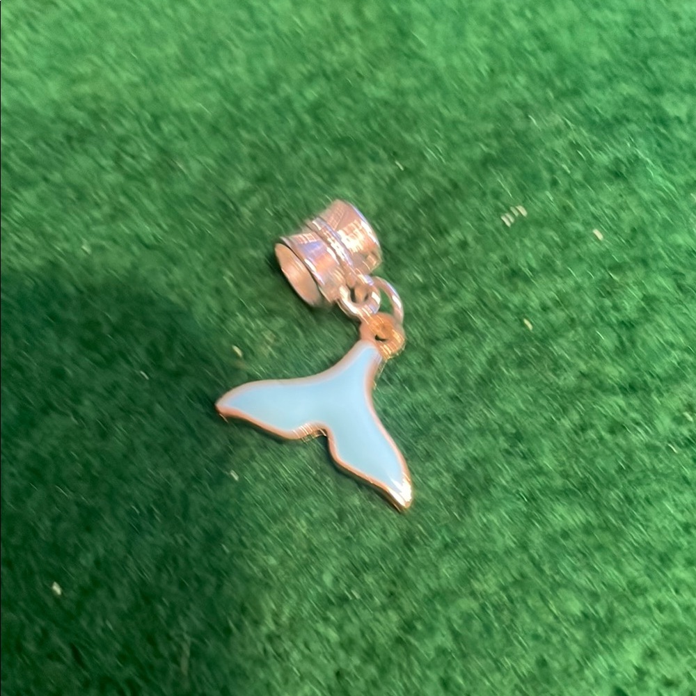Silver and baby blue Whale Tail Charm